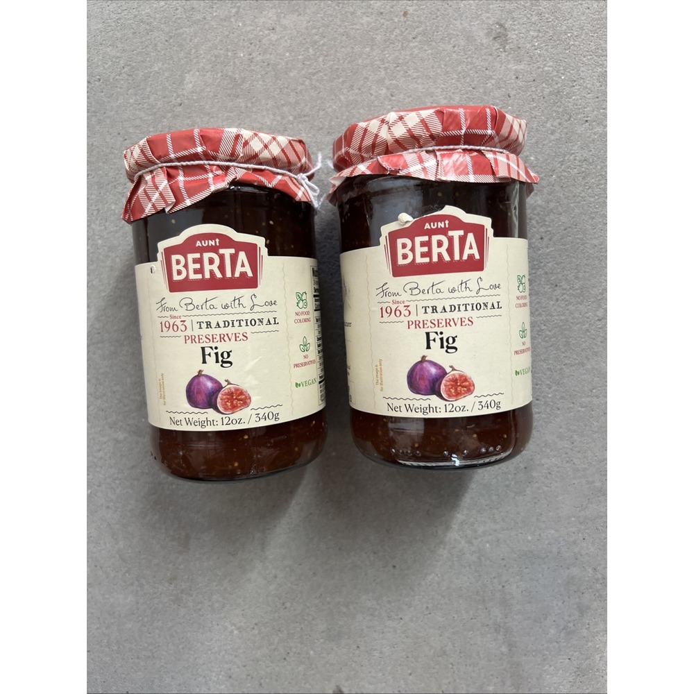 2 Jars Aunt Berta Fig Preserves 340g Kosher 12oz Jar Best‎ Before 2/28